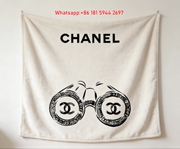 Chanel CC Logo Binoculars Sketch Flannel Sofa Throw Blanket IMG_6776